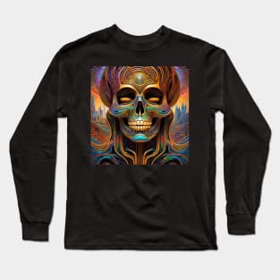 Cosmic Psychedelic Skull - Trippy Patterns 119 Long Sleeve T-Shirt